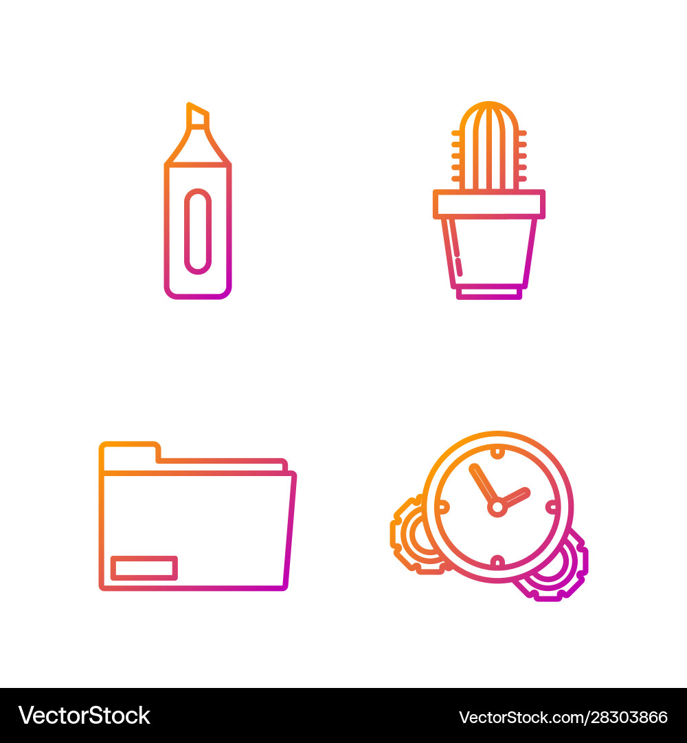 Set line time management document folder marker Set line time management document folder marker vector image