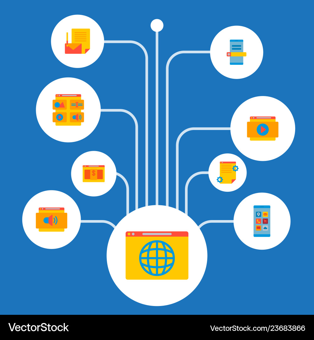 Set of website icons flat style symbols with web Vector Image
