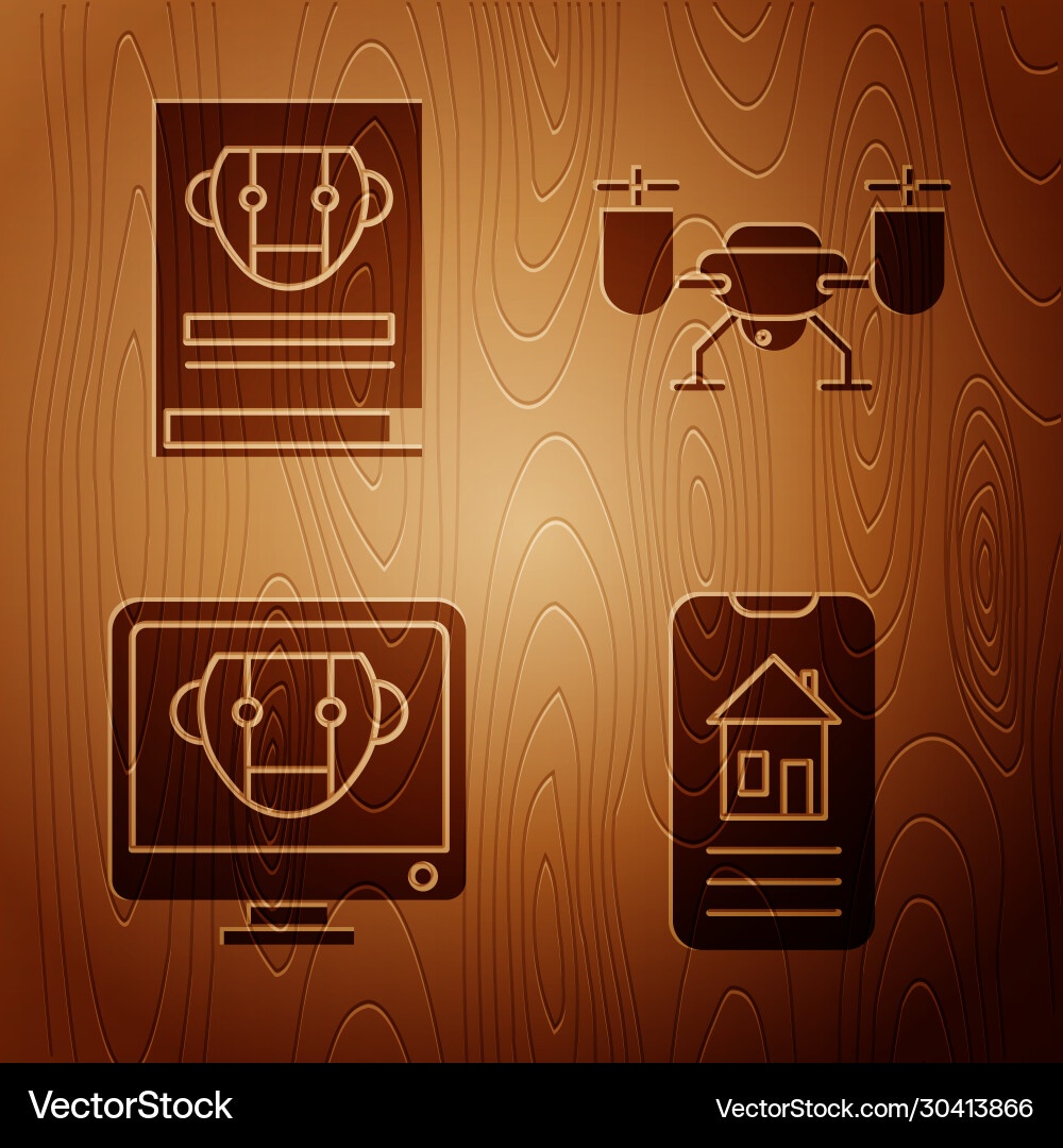 Set smart home user manual bot and drone flying Set smart home user manual bot and drone flying Vector Image
