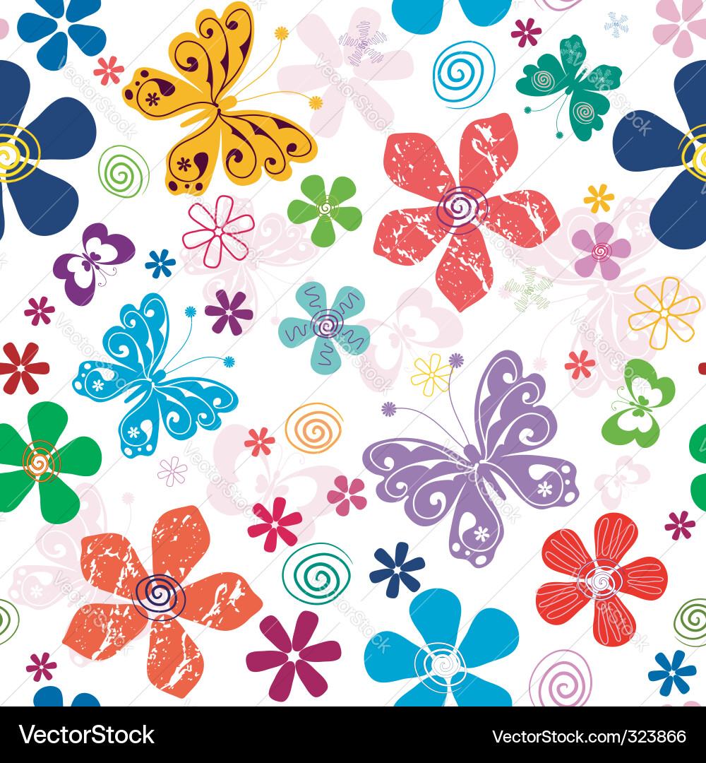 Spring Pattern White Color Spring seamless white floral pattern Royalty Free Vector