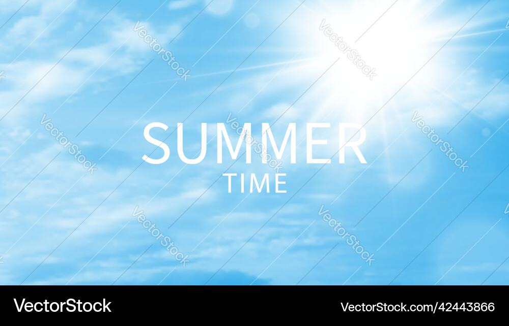 Sun light and blue sky with clouds Vector Image