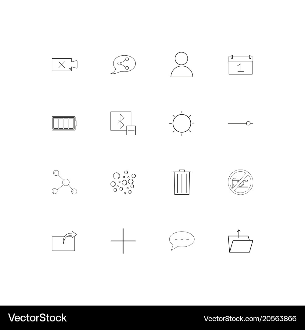 User interface simple linear icons set outlined vector image