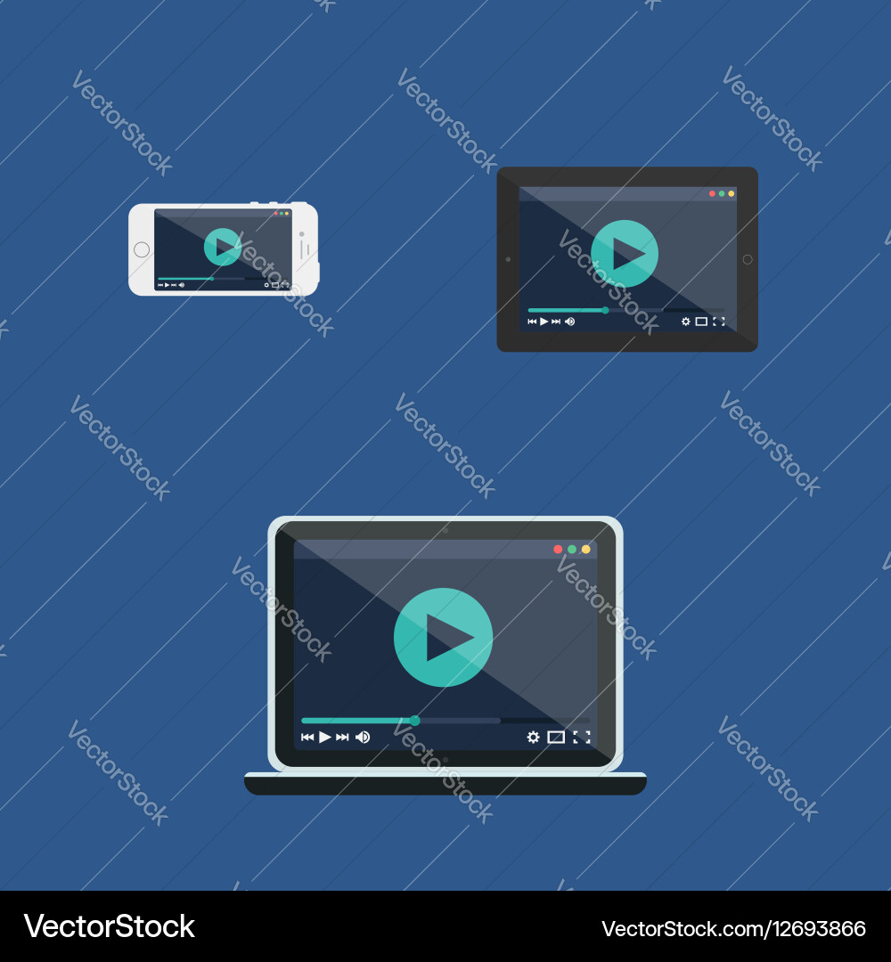 Web template of adaptive video form vector image