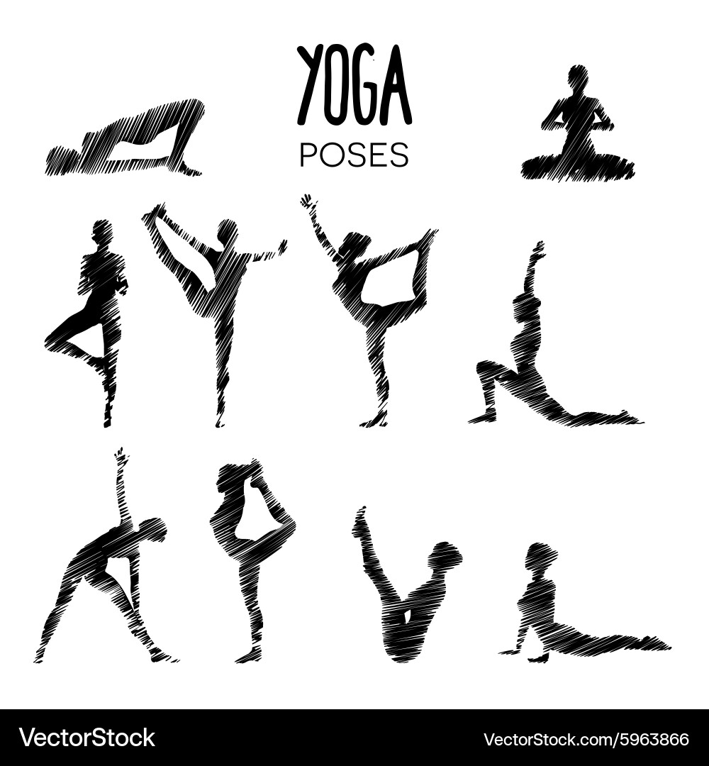 Yoga poses Royalty Free Vector Image - VectorStock