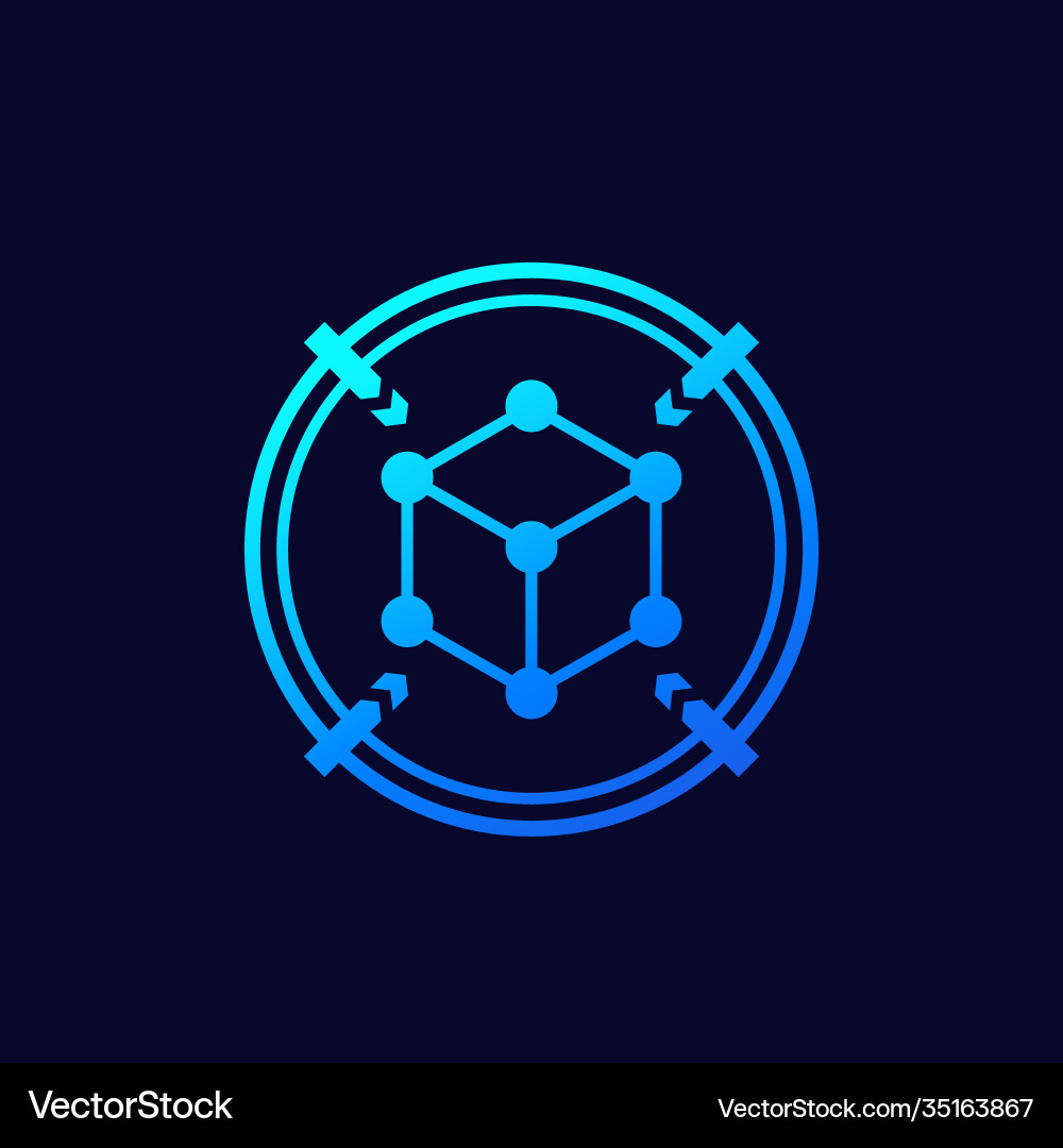 3d scanning icon with cube Vector Image