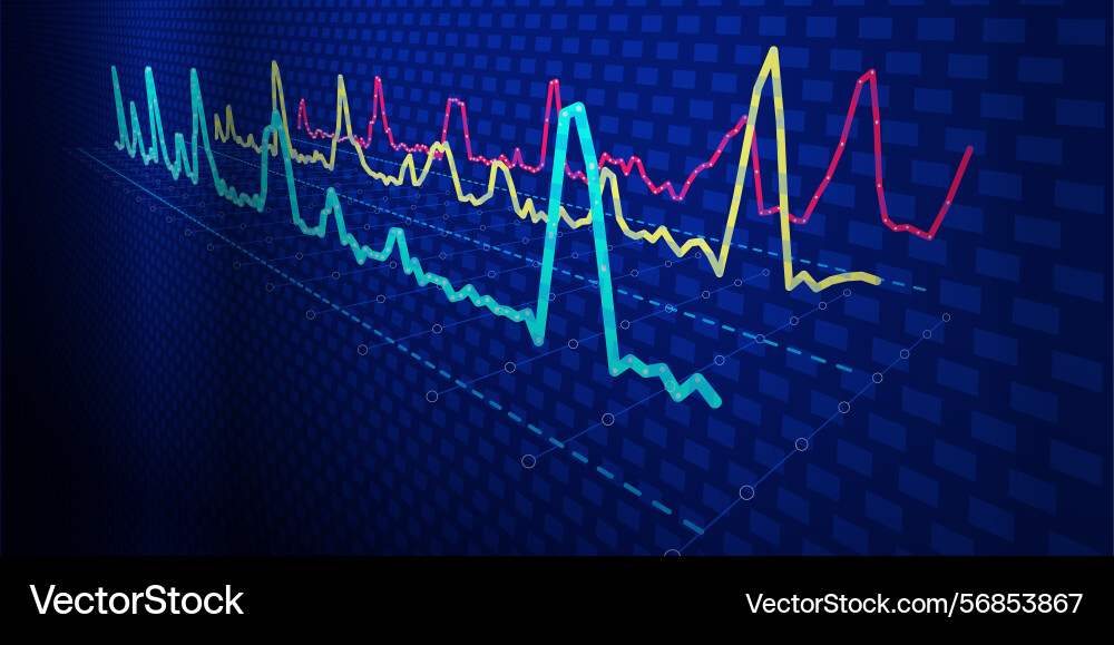 Abstract background monitor screen of graph lines vector image