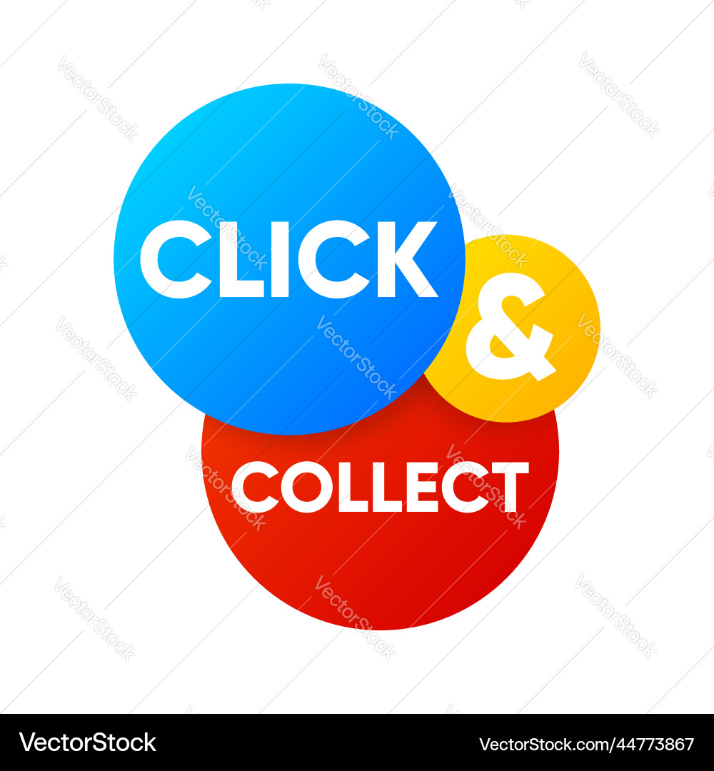Click and collect in bubble design online Click and collect in bubble design online vector image