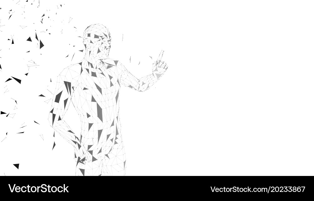Conceptual abstract man pointing finger up vector image