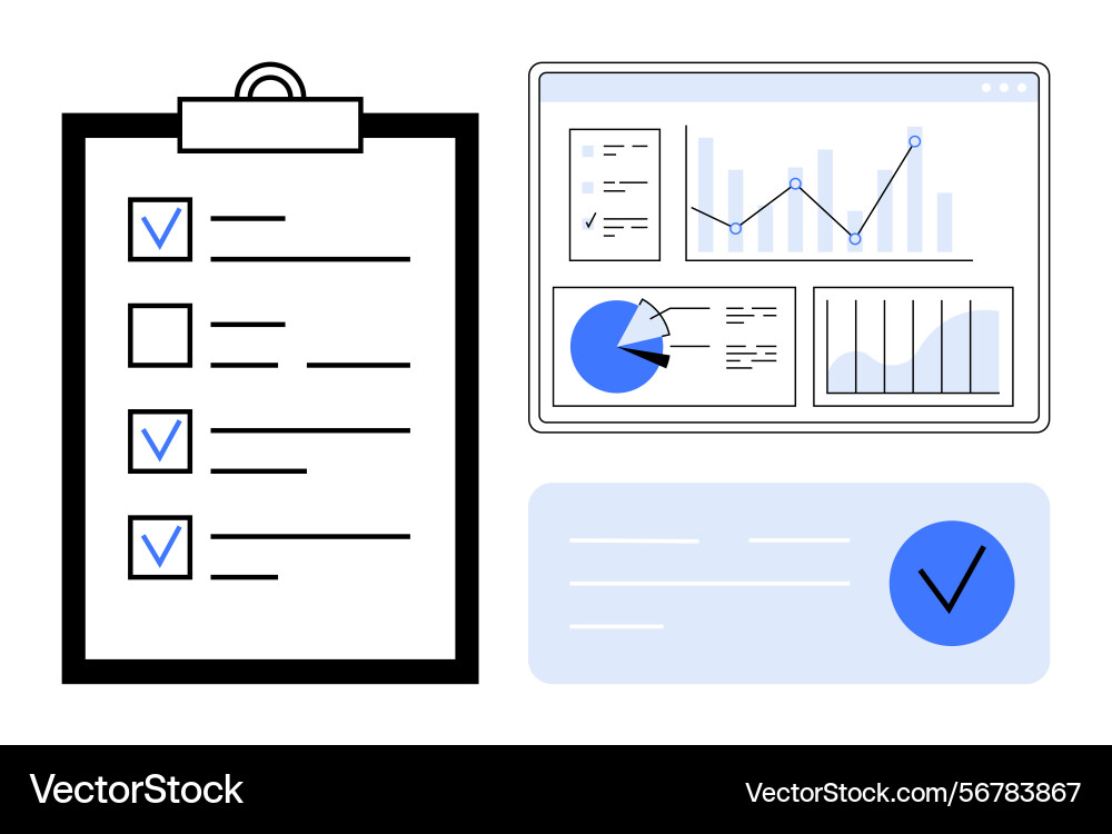 Data analysis and checklist visualization Data analysis and checklist visualization vector image
