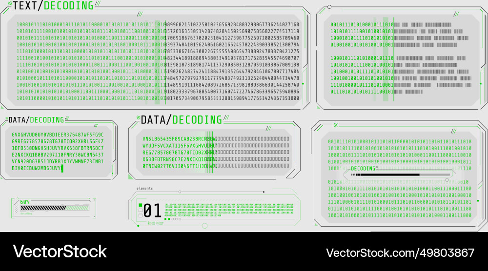 Data entry and text decoding on futuristic Data entry and text decoding on futuristic vector image