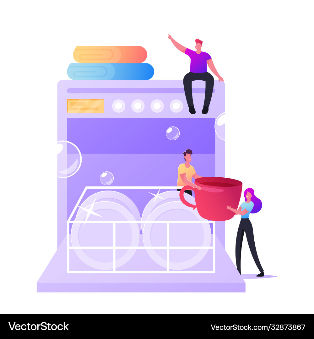 Every day routine tiny characters washing Every day routine tiny characters washing vector image