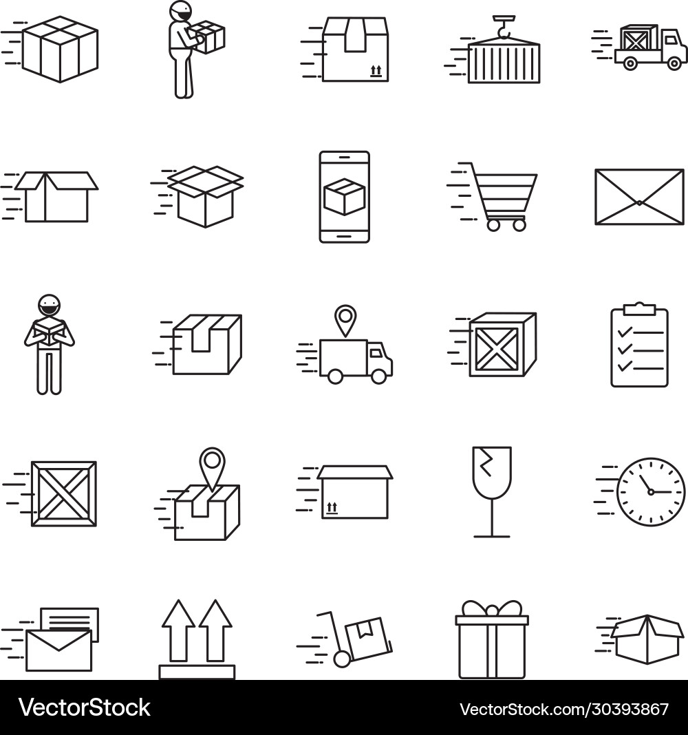 Fast delivery line style icon set design vector image