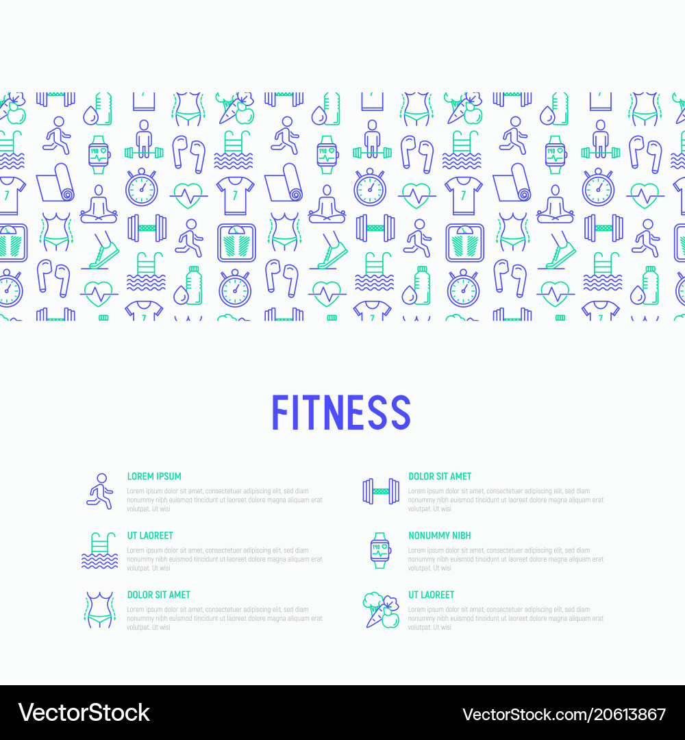 Fitness concept with thin line icons Fitness concept with thin line icons vector image