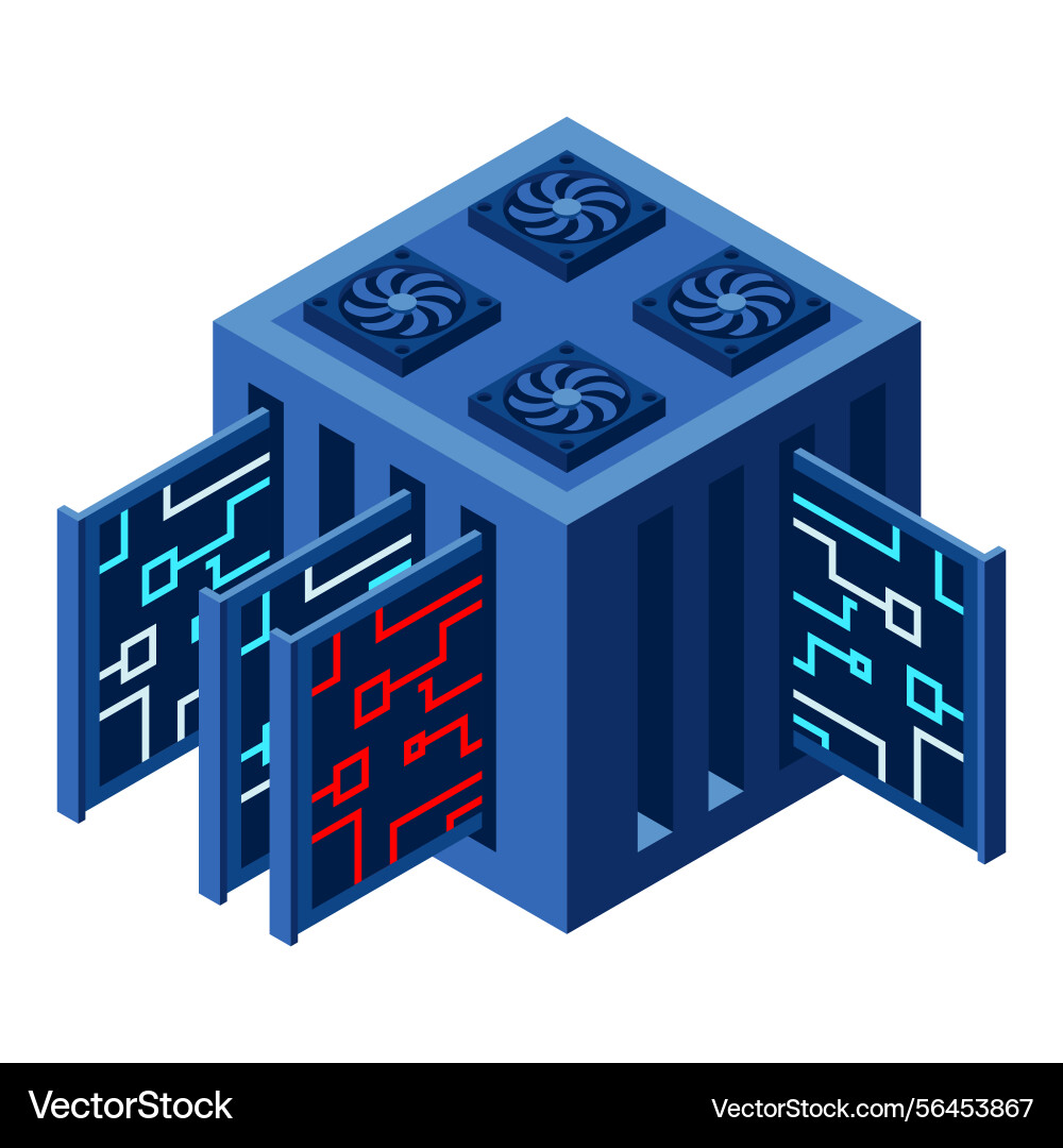 Isometric futuristic server database Isometric futuristic server database vector image