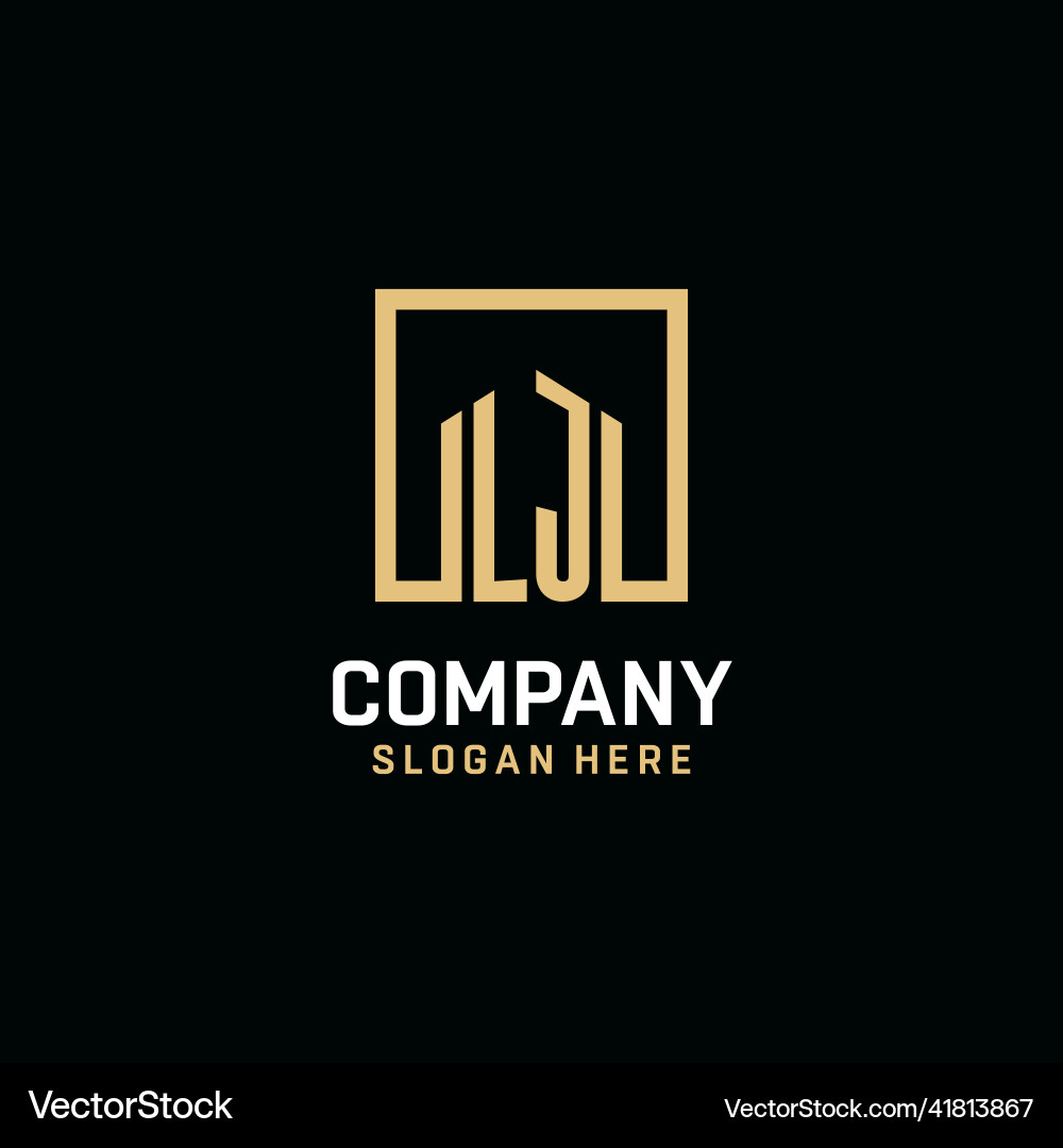 Lj initial monogram logo design with square shape Vector Image