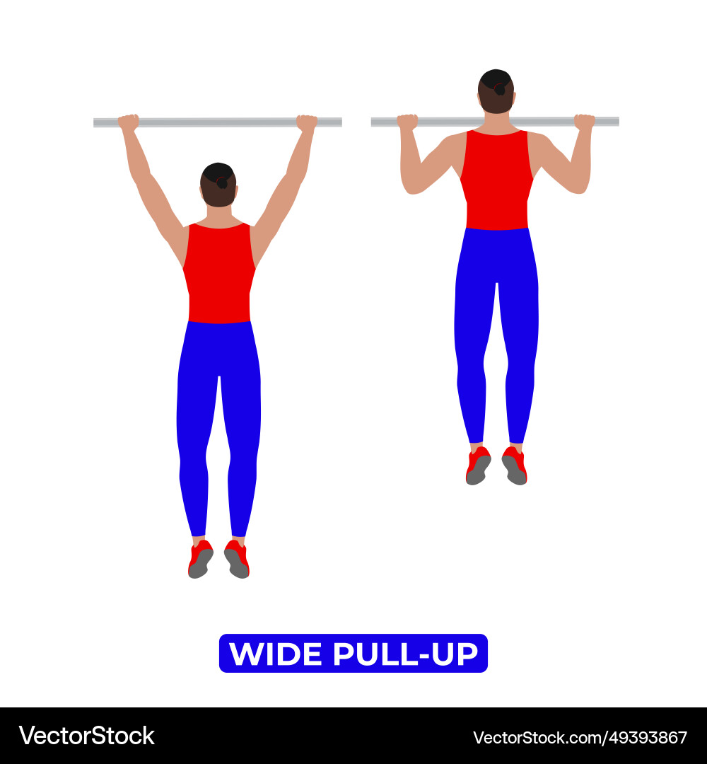 Man doing wide pull up back exercise vector image
