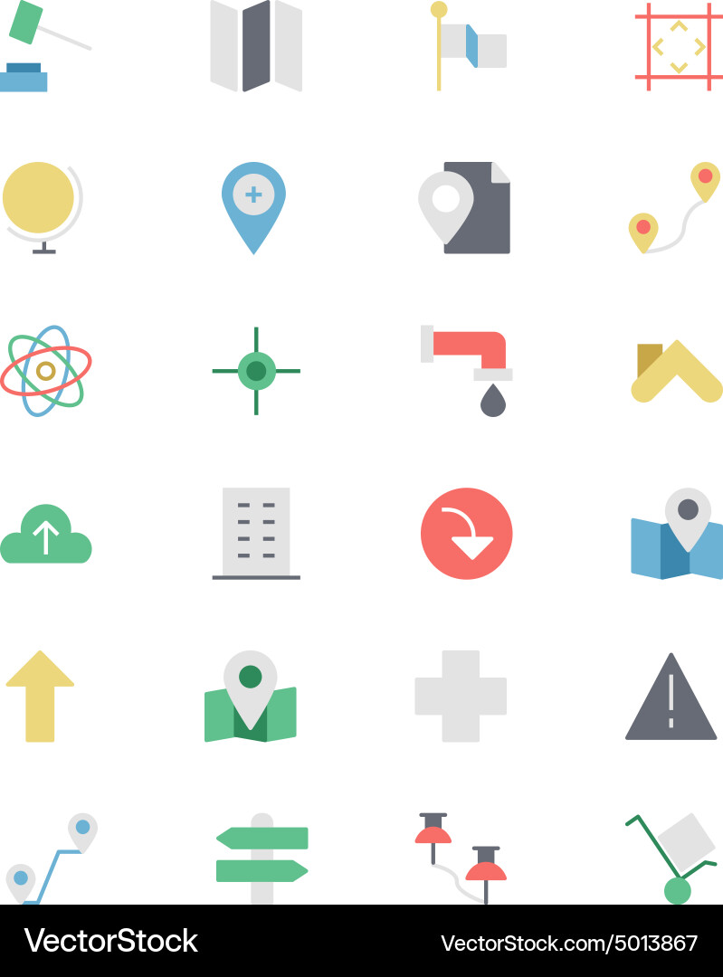 Map and navigation colored icons 3 vector image