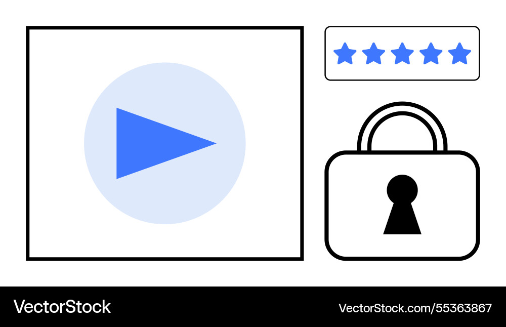 Multimedia access with play button star rating Multimedia access with play button star rating vector image