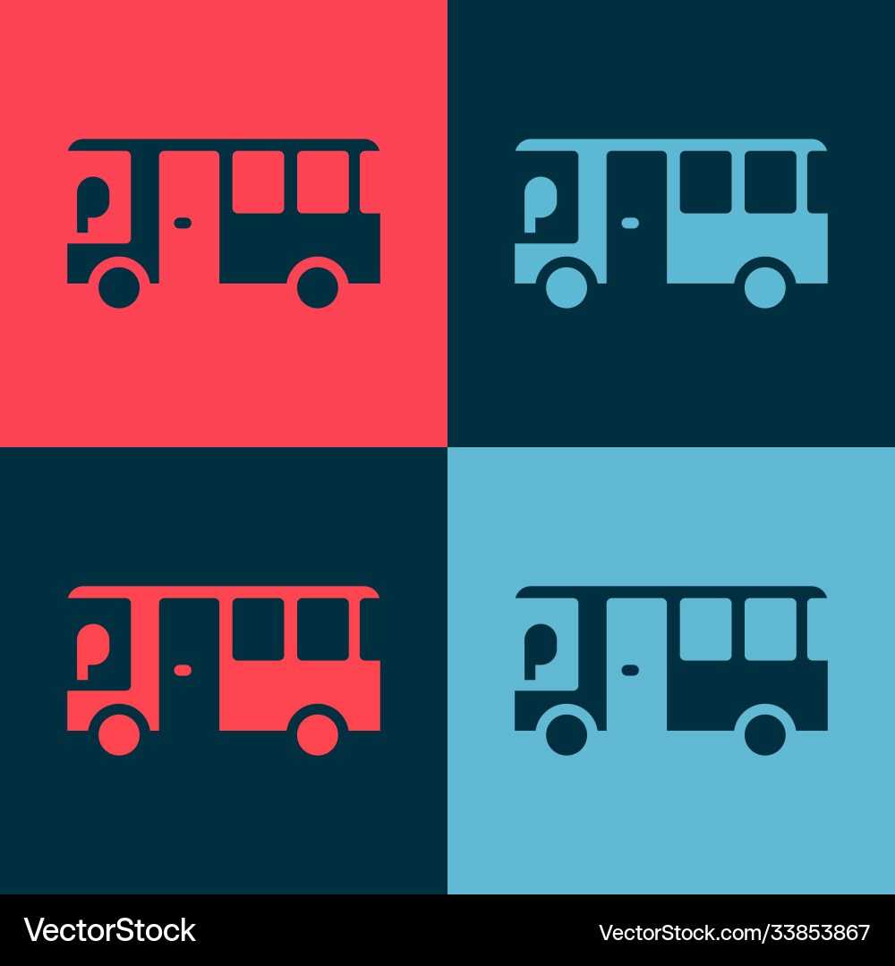 Pop art bus icon isolated on color background Vector Image