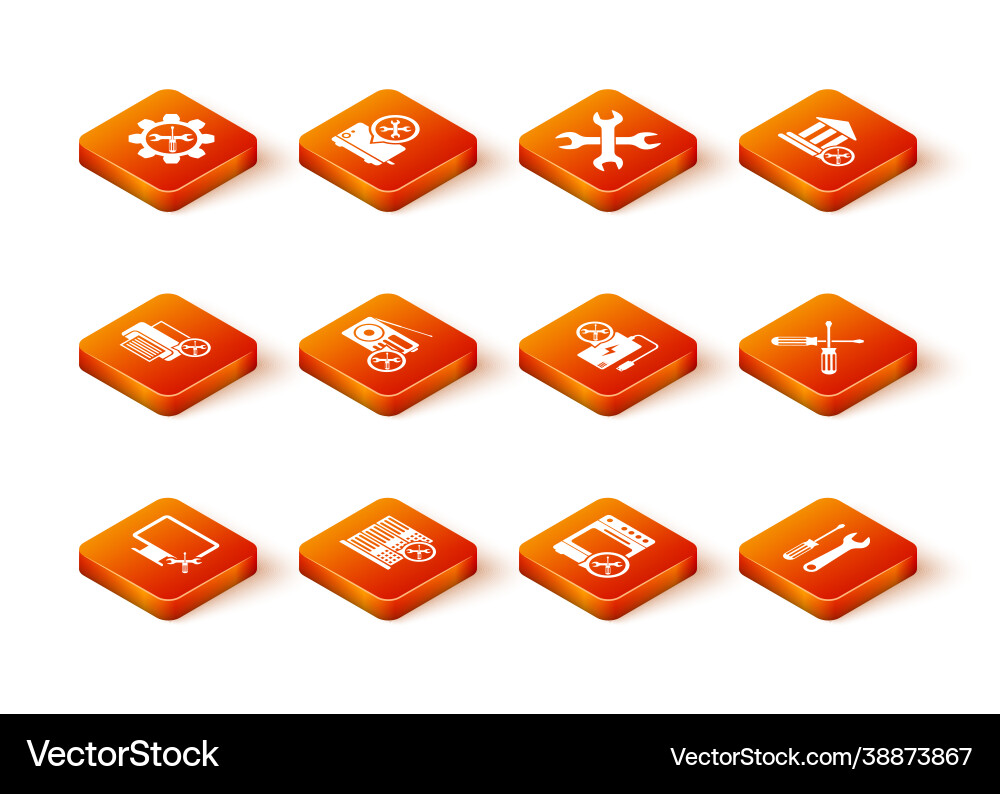 Set computer monitor service database server Vector Image