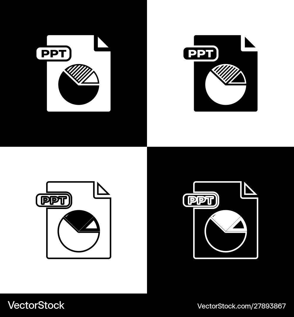 Set ppt file document download button icon Set ppt file document download button icon vector image