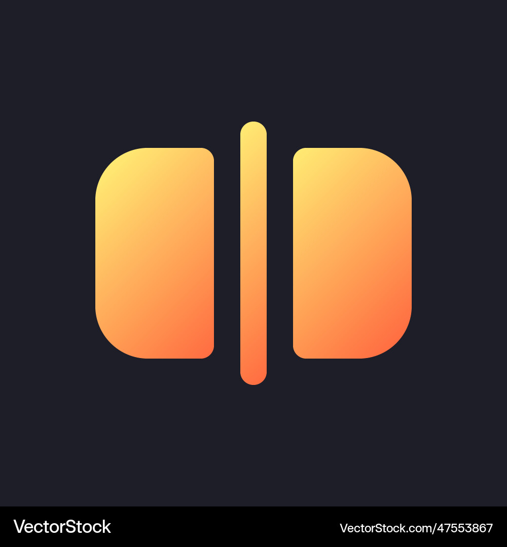 Split orange solid gradient ui icon for dark theme Vector Image