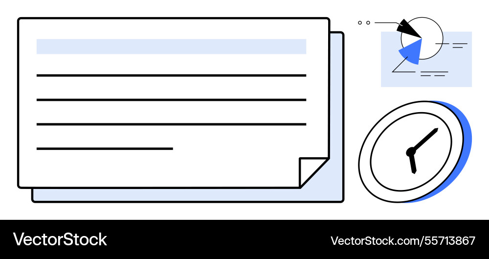Time management with notes graphs and clock Time management with notes graphs and clock Vector Image