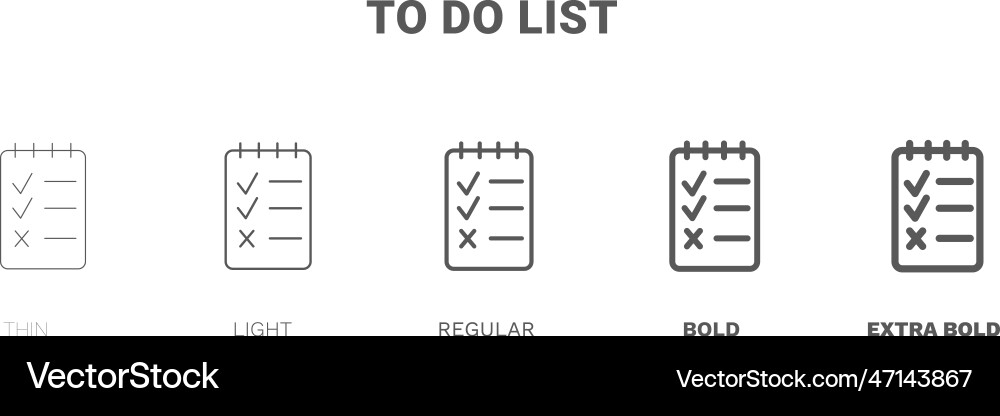 To do list icon thin regular bold and more style To do list icon thin regular bold and more style vector image
