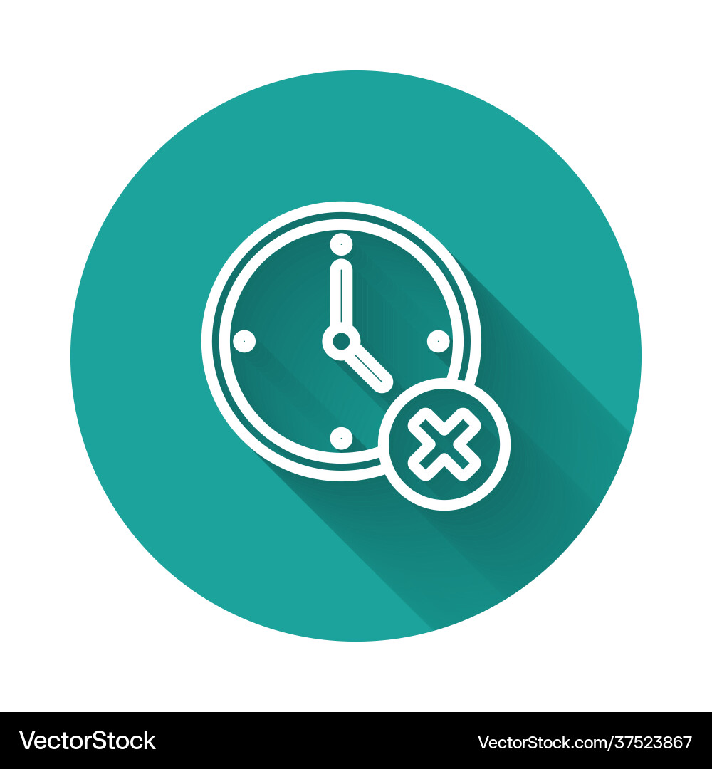 White line clock delete icon isolated with long White line clock delete icon isolated with long vector image