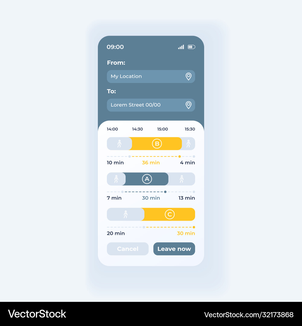 Bus Route App Smartphone UI vector image