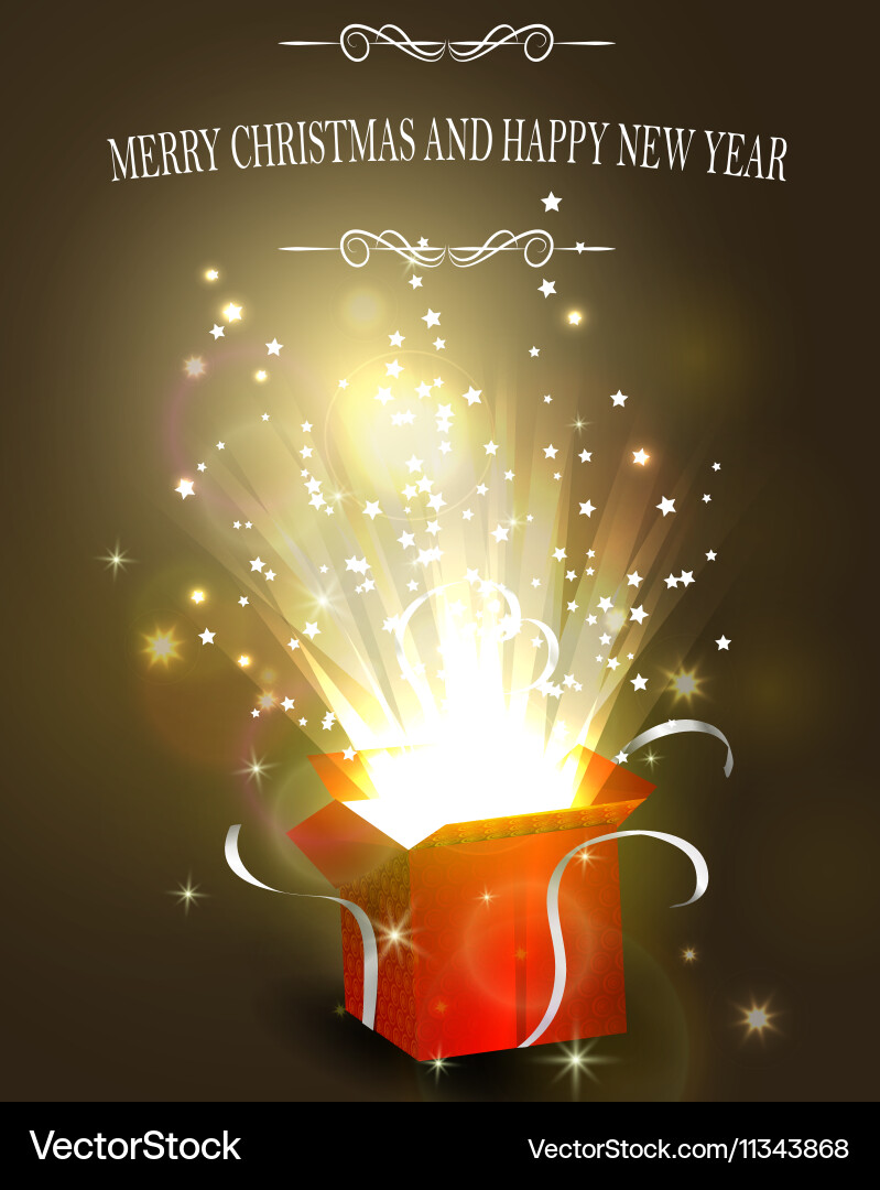 Christmas background with open red box Vector Image