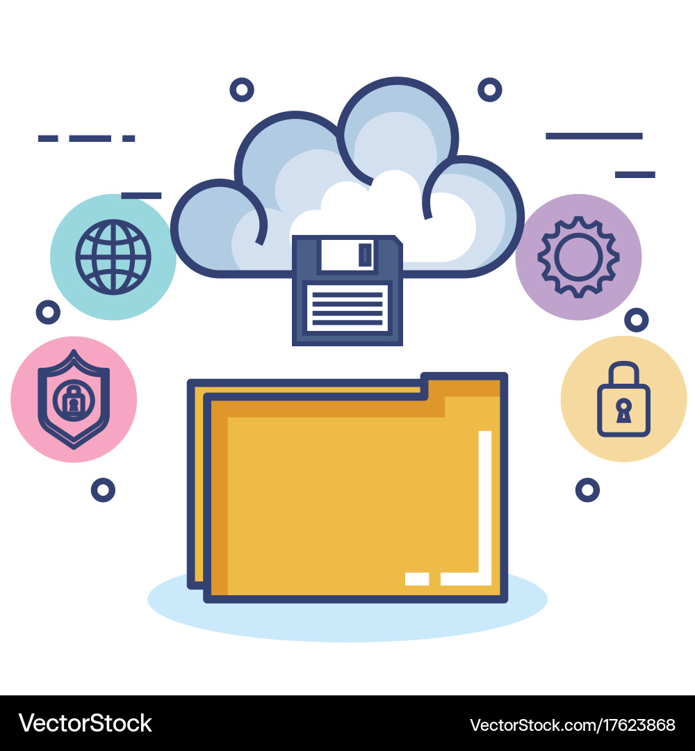 Cloud computing set flat icons Vector Image
