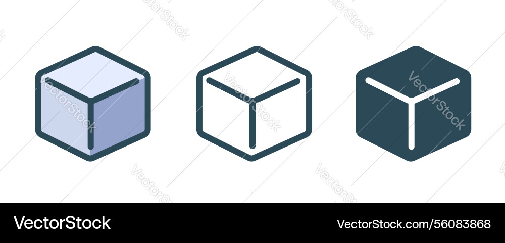 Cube box block icon line stroke ice or sugar Cube box block icon line stroke ice or sugar vector image