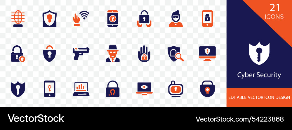 Cyber security solid icon collection set Cyber security solid icon collection set vector image