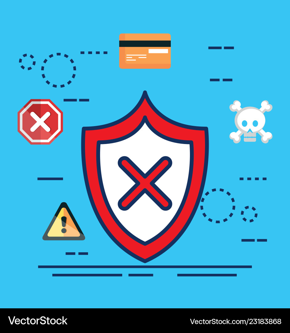 Data center security with shield Data center security with shield Vector Image