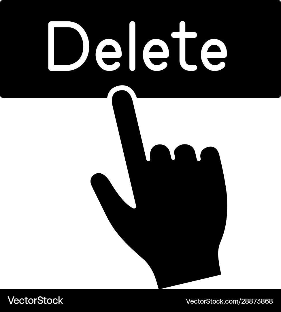 Delete button click glyph icon Delete button click glyph icon vector image