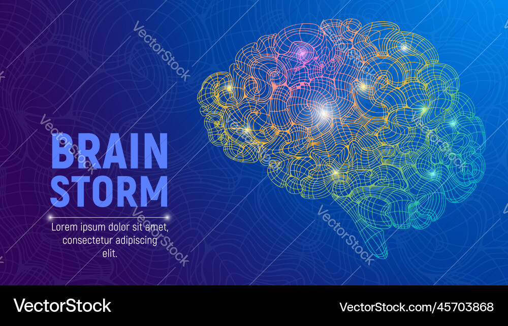 Digital Brain Background - 3D Lines vector image