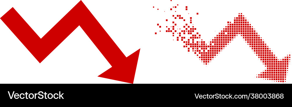 Disintegrating pixelated and original recession Vector Image