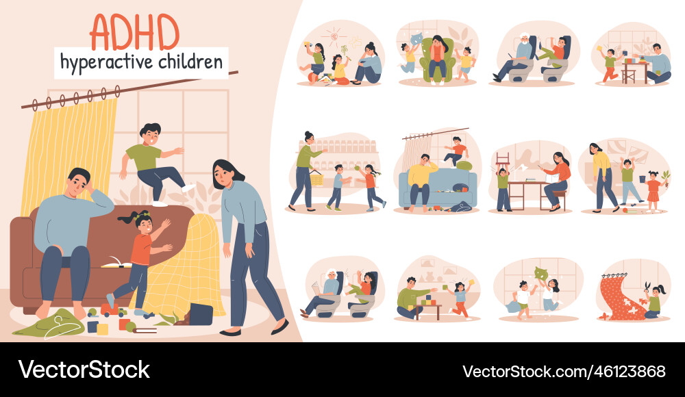 Hyperactive child composition Vector Image
