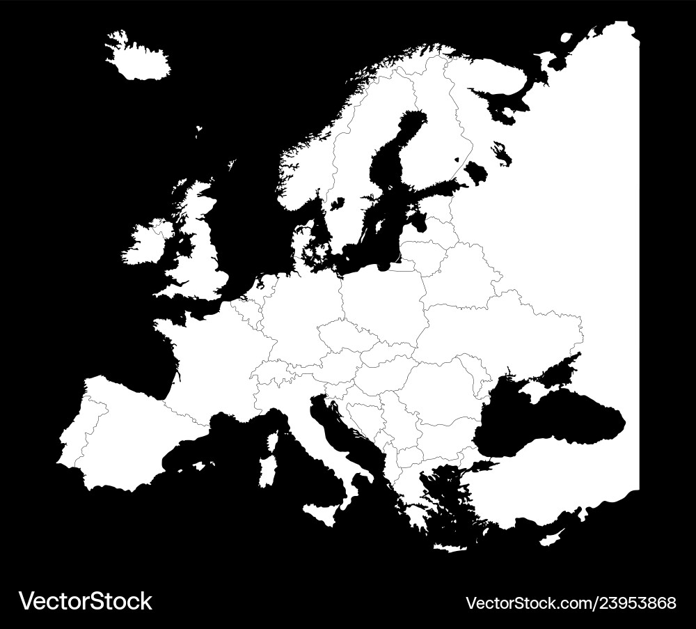 Karte von europe silhouette mit Landgrenzen Vektorbild