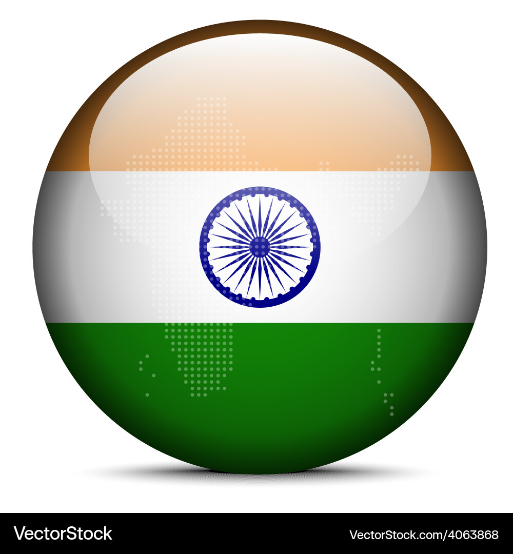 Map with dot pattern on flag button of india Vector Image