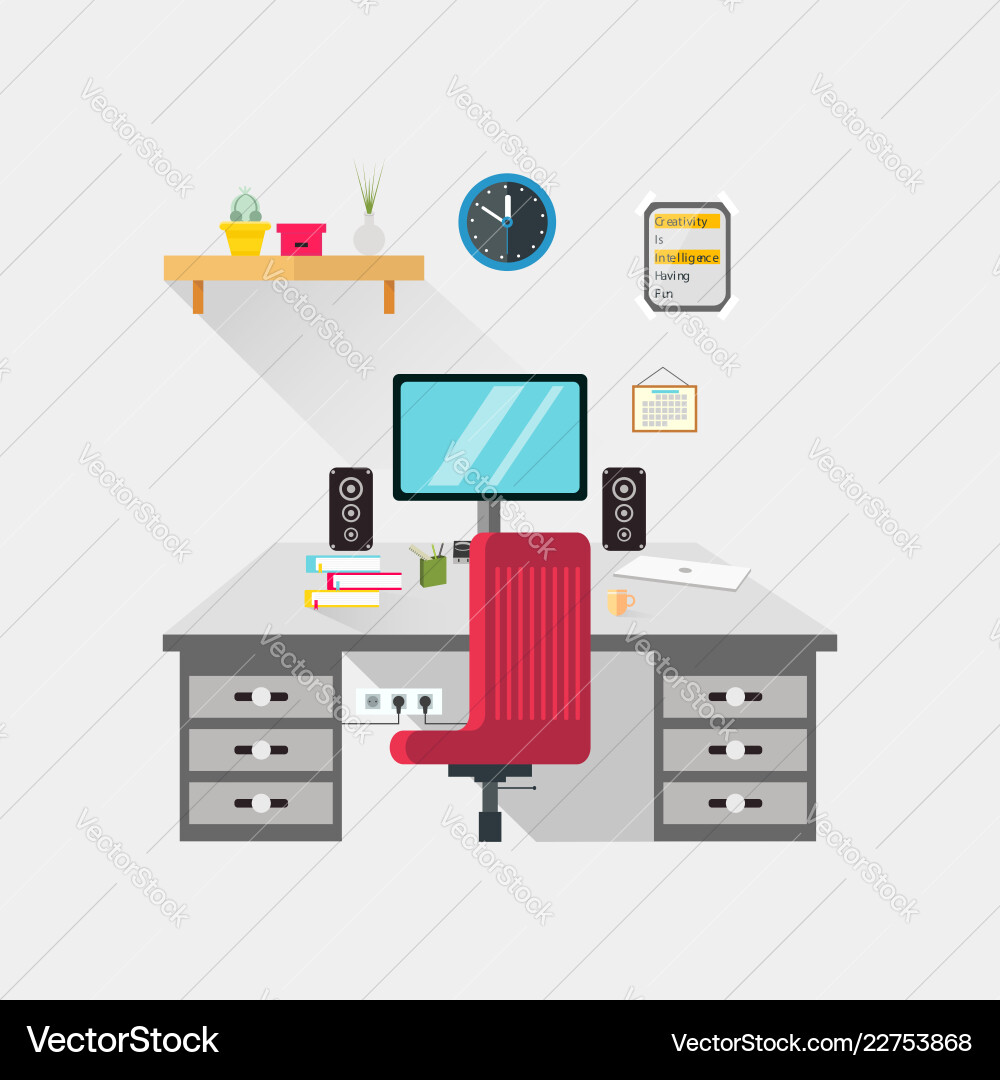 Modern PC Workspace Setup Vector Image