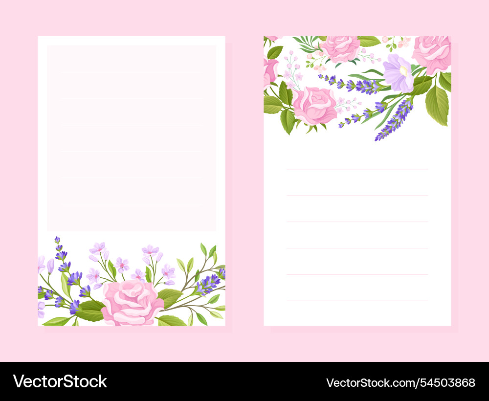 Rose lavender flower bouquet empty card design Rose lavender flower bouquet empty card design vector image