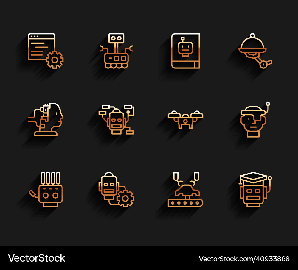 Set line mechanical robot hand setting Set line mechanical robot hand setting vector image