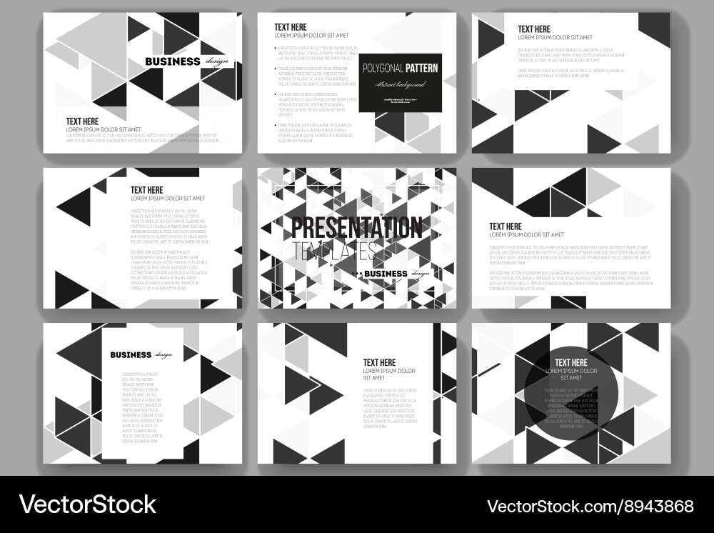 Set of 9 templates for presentation slides Vector Image
