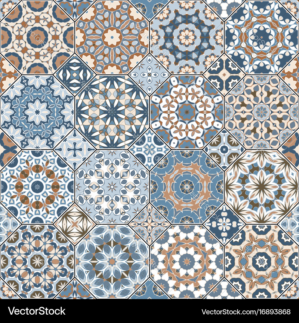 Set of octagonal and square patterns vector image