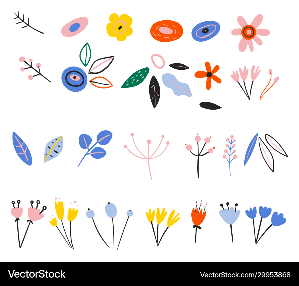Set spring plants in a flat style buds Set spring plants in a flat style buds Vector Image