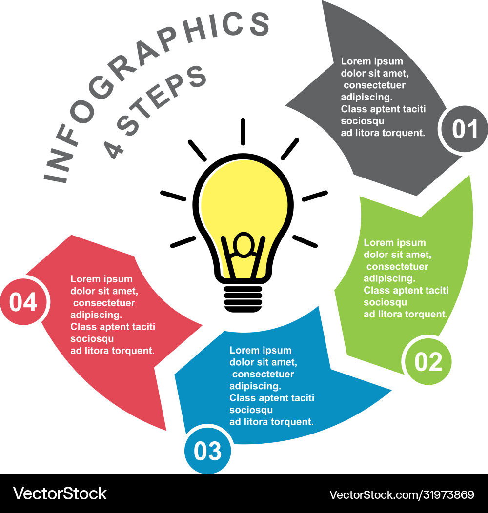 4 step element in four colors with labels 4 step element in four colors with labels vector image