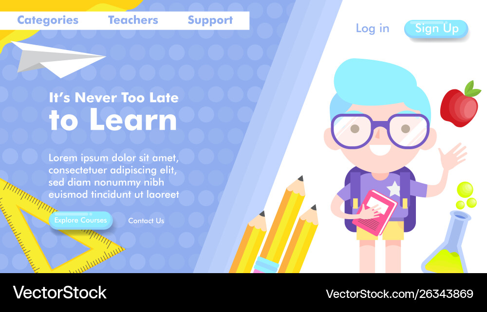 Back to school web design and landing page Back to school web design and landing page vector image