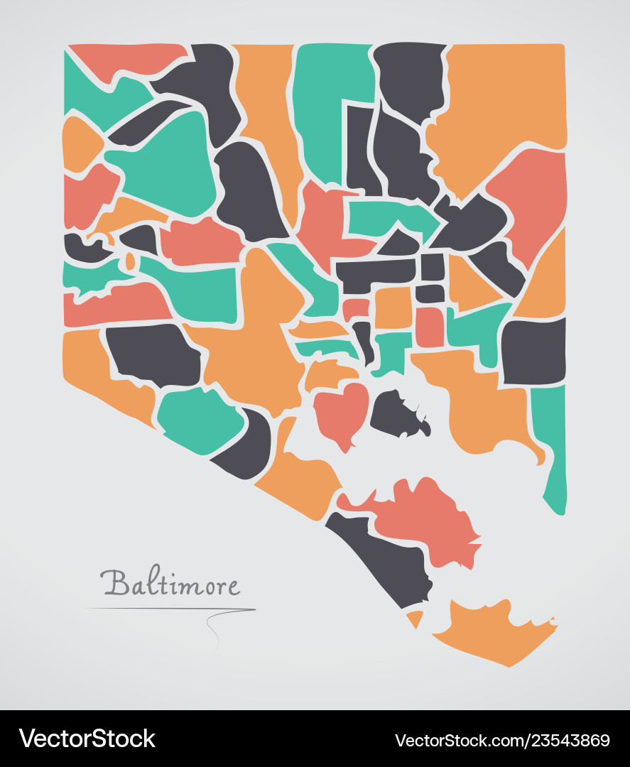Baltimore maryland map with neighborhoods Baltimore maryland map with neighborhoods vector image